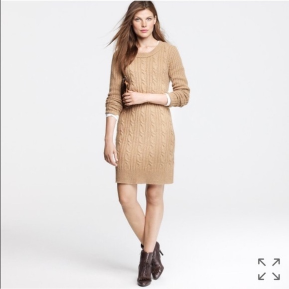 j crew cashmere wool blend preppy forest emerald green cable knit sweater dress - Picture 6 of 6